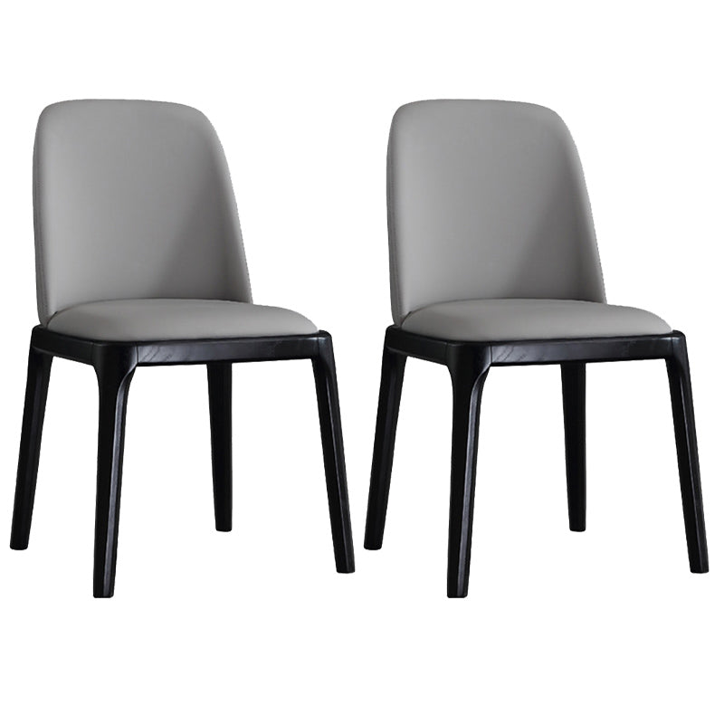 Leather Industrial Restaurant Side Chair Parsons Gray Dining Chair with Black Legs Light Gray 2 Piece Set Clearhalo ' kitchen&dining_furn' 'Dining Chairs' 'Dining Tables & Seating' 'dining_chair' 'furn' 'furn_dining_chair' 'Furniture' 'furniture_dining_chair' 'Kitchen & Dining Furniture' 'kitchen' 3741697