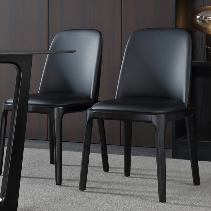 Leather Industrial Restaurant Side Chair Parsons Gray Dining Chair with Black Legs Clearhalo ' kitchen&dining_furn' 'Dining Chairs' 'Dining Tables & Seating' 'dining_chair' 'furn' 'furn_dining_chair' 'Furniture' 'furniture_dining_chair' 'Kitchen & Dining Furniture' 'kitchen' 3741698
