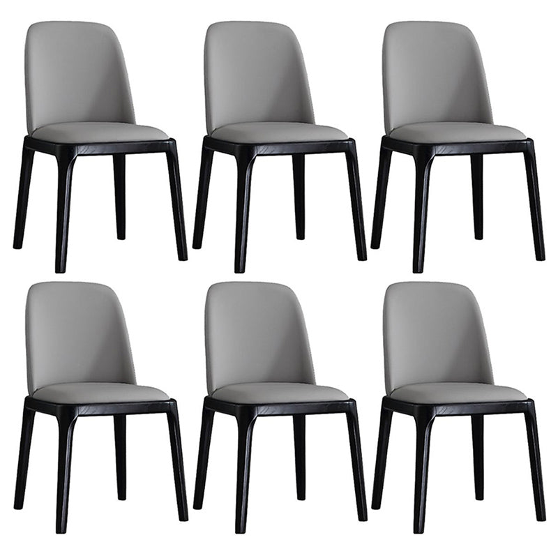Leather Industrial Restaurant Side Chair Parsons Gray Dining Chair with Black Legs Light Gray 6 Piece Set Clearhalo ' kitchen&dining_furn' 'Dining Chairs' 'Dining Tables & Seating' 'dining_chair' 'furn' 'furn_dining_chair' 'Furniture' 'furniture_dining_chair' 'Kitchen & Dining Furniture' 'kitchen' 3741700