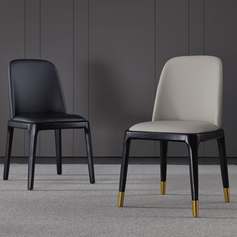 Leather Industrial Restaurant Side Chair Parsons Gray Dining Chair with Black Legs Clearhalo ' kitchen&dining_furn' 'Dining Chairs' 'Dining Tables & Seating' 'dining_chair' 'furn' 'furn_dining_chair' 'Furniture' 'furniture_dining_chair' 'Kitchen & Dining Furniture' 'kitchen' 3741701