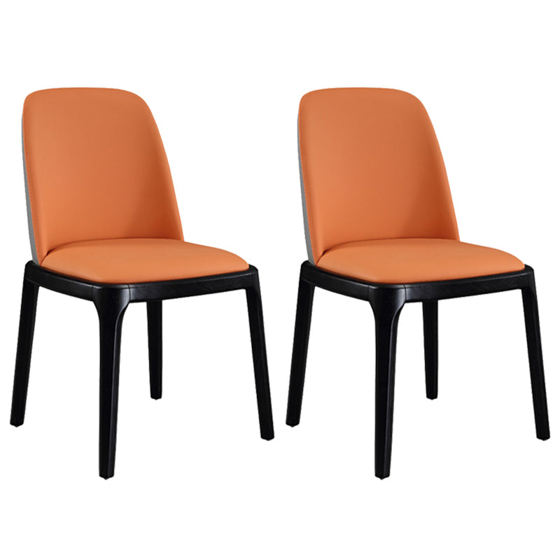 Leather Industrial Restaurant Side Chair Parsons Gray Dining Chair with Black Legs Gray-Orange 2 Piece Set Clearhalo ' kitchen&dining_furn' 'Dining Chairs' 'Dining Tables & Seating' 'dining_chair' 'furn' 'furn_dining_chair' 'Furniture' 'furniture_dining_chair' 'Kitchen & Dining Furniture' 'kitchen' 3741702
