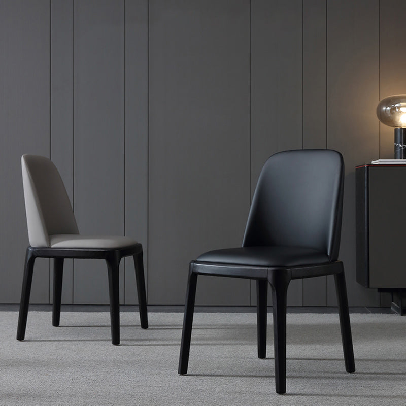 Leather Industrial Restaurant Side Chair Parsons Gray Dining Chair with Black Legs Clearhalo ' kitchen&dining_furn' 'Dining Chairs' 'Dining Tables & Seating' 'dining_chair' 'furn' 'furn_dining_chair' 'Furniture' 'furniture_dining_chair' 'Kitchen & Dining Furniture' 'kitchen' 3741703