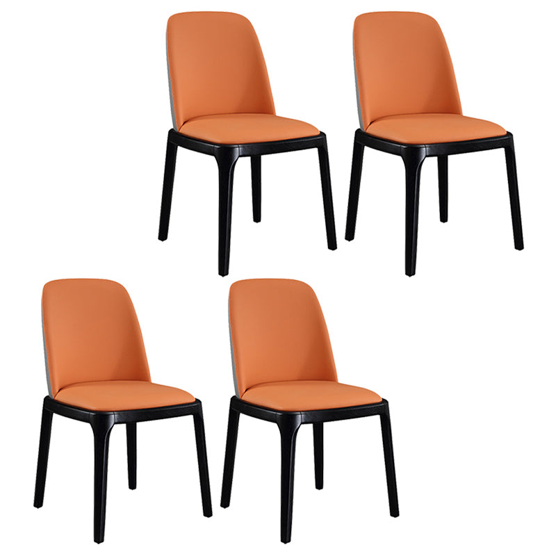 Leather Industrial Restaurant Side Chair Parsons Gray Dining Chair with Black Legs Gray-Orange 4 Piece Set Clearhalo ' kitchen&dining_furn' 'Dining Chairs' 'Dining Tables & Seating' 'dining_chair' 'furn' 'furn_dining_chair' 'Furniture' 'furniture_dining_chair' 'Kitchen & Dining Furniture' 'kitchen' 3741704