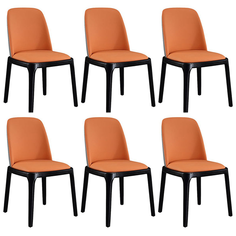 Leather Industrial Restaurant Side Chair Parsons Gray Dining Chair with Black Legs Gray-Orange 6 Piece Set Clearhalo ' kitchen&dining_furn' 'Dining Chairs' 'Dining Tables & Seating' 'dining_chair' 'furn' 'furn_dining_chair' 'Furniture' 'furniture_dining_chair' 'Kitchen & Dining Furniture' 'kitchen' 3741706