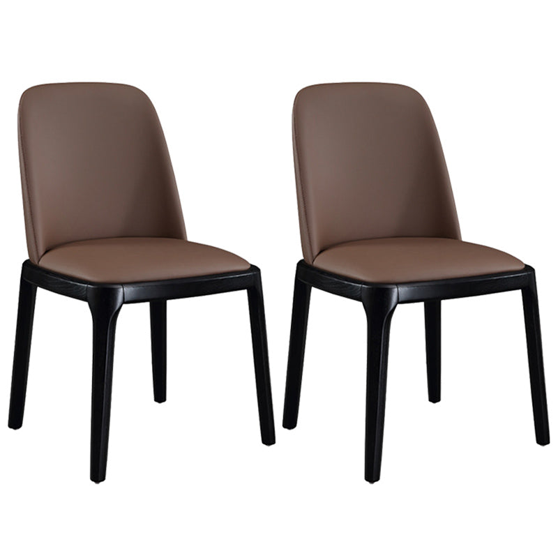 Leather Industrial Restaurant Side Chair Parsons Gray Dining Chair with Black Legs Coffee 2 Piece Set Clearhalo ' kitchen&dining_furn' 'Dining Chairs' 'Dining Tables & Seating' 'dining_chair' 'furn' 'furn_dining_chair' 'Furniture' 'furniture_dining_chair' 'Kitchen & Dining Furniture' 'kitchen' 3741708