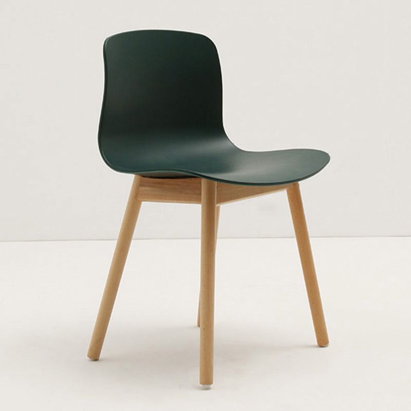 Contemporary Style Dining Armless Chair Wooden Dining Side Chair for Kitchen Blackish Green 1 Piece Natural Wood Clearhalo ' kitchen&dining_furn' 'Dining Chairs' 'Dining Tables & Seating' 'dining_chair' 'furn' 'furn_dining_chair' 'Furniture' 'furniture_dining_chair' 'Kitchen & Dining Furniture' 'kitchen' 3741750