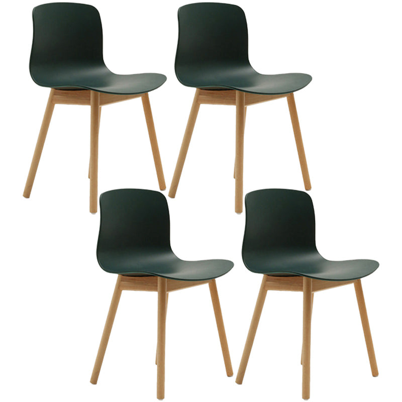 Contemporary Style Dining Armless Chair Wooden Dining Side Chair for Kitchen Blackish Green 4 Piece Set Natural Wood Clearhalo ' kitchen&dining_furn' 'Dining Chairs' 'Dining Tables & Seating' 'dining_chair' 'furn' 'furn_dining_chair' 'Furniture' 'furniture_dining_chair' 'Kitchen & Dining Furniture' 'kitchen' 3741755