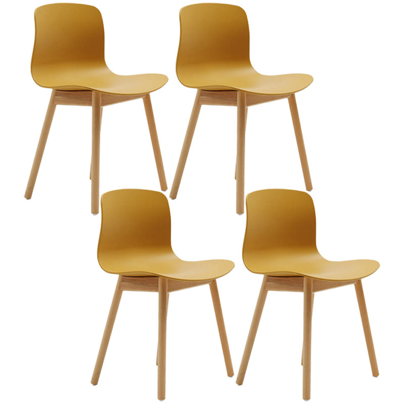 Contemporary Style Dining Armless Chair Wooden Dining Side Chair for Kitchen Yellow 4 Piece Set Natural Wood Clearhalo ' kitchen&dining_furn' 'Dining Chairs' 'Dining Tables & Seating' 'dining_chair' 'furn' 'furn_dining_chair' 'Furniture' 'furniture_dining_chair' 'Kitchen & Dining Furniture' 'kitchen' 3741766