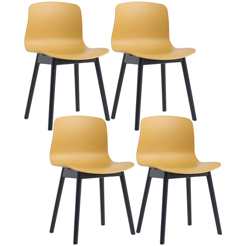 Contemporary Style Dining Armless Chair Wooden Dining Side Chair for Kitchen Yellow 4 Piece Set Black Clearhalo ' kitchen&dining_furn' 'Dining Chairs' 'Dining Tables & Seating' 'dining_chair' 'furn' 'furn_dining_chair' 'Furniture' 'furniture_dining_chair' 'Kitchen & Dining Furniture' 'kitchen' 3741775