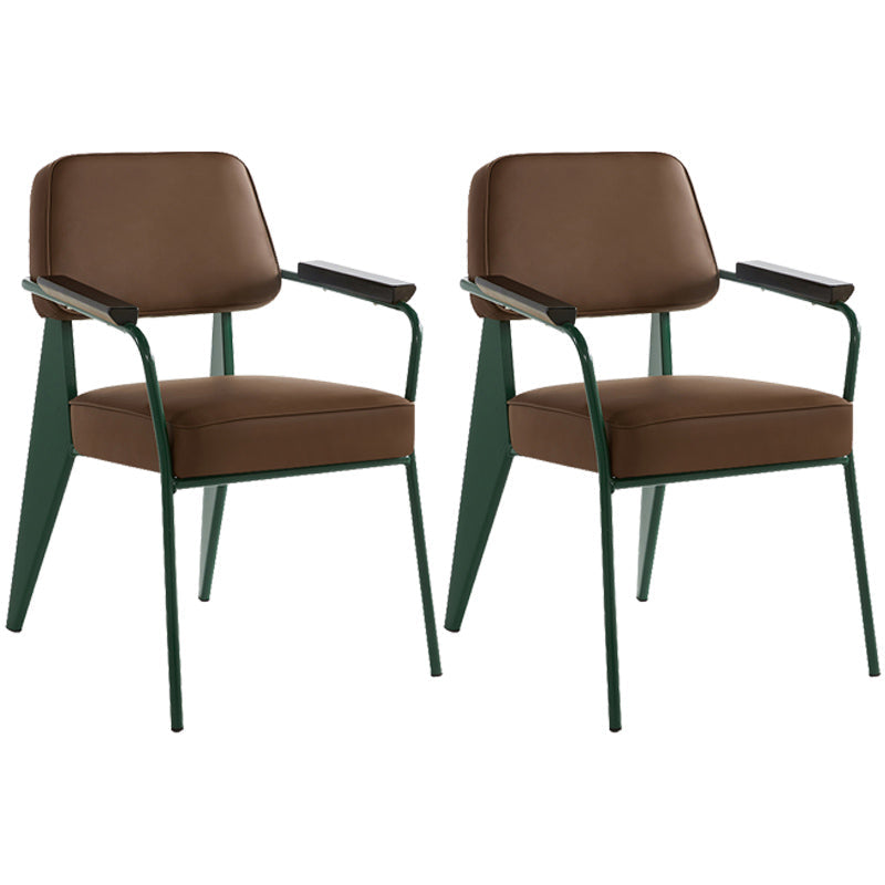 Open Back Dining Arm Chair Industrial Upholstered Armchairs with Metal Legs Coffee Green Set of 2 Clearhalo ' kitchen&dining_furn' 'Dining Chairs' 'Dining Tables & Seating' 'dining_chair' 'Furniture' 'furniture_dining_chair' 'Kitchen & Dining Furniture' 'kitchen' 3741783