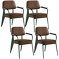 Open Back Dining Arm Chair Industrial Upholstered Armchairs with Metal Legs Coffee Green Set of 4 Clearhalo ' kitchen&dining_furn' 'Dining Chairs' 'Dining Tables & Seating' 'dining_chair' 'Furniture' 'furniture_dining_chair' 'Kitchen & Dining Furniture' 'kitchen' 3741784