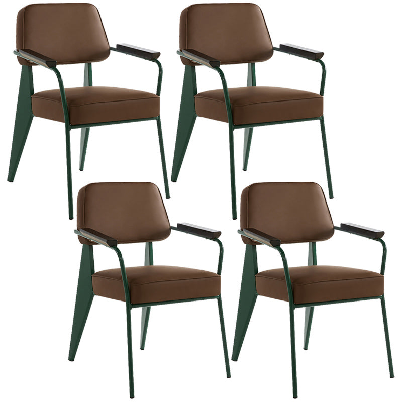 Open Back Dining Arm Chair Industrial Upholstered Armchairs with Metal Legs Coffee Green Set of 4 Clearhalo ' kitchen&dining_furn' 'Dining Chairs' 'Dining Tables & Seating' 'dining_chair' 'Furniture' 'furniture_dining_chair' 'Kitchen & Dining Furniture' 'kitchen' 3741784