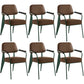 Open Back Dining Arm Chair Industrial Upholstered Armchairs with Metal Legs Coffee Green Set of 6 Clearhalo ' kitchen&dining_furn' 'Dining Chairs' 'Dining Tables & Seating' 'dining_chair' 'Furniture' 'furniture_dining_chair' 'Kitchen & Dining Furniture' 'kitchen' 3741786