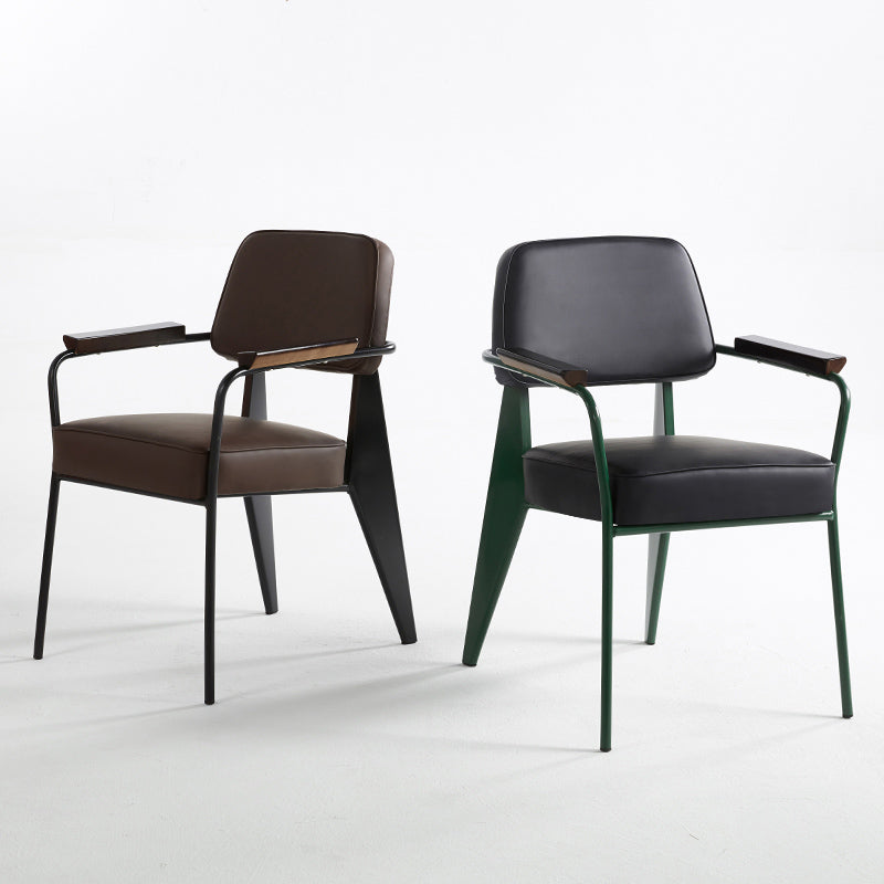 Open Back Dining Arm Chair Industrial Upholstered Armchairs with Metal Legs Clearhalo ' kitchen&dining_furn' 'Dining Chairs' 'Dining Tables & Seating' 'dining_chair' 'Furniture' 'furniture_dining_chair' 'Kitchen & Dining Furniture' 'kitchen' 3741789