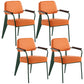 Open Back Dining Arm Chair Industrial Upholstered Armchairs with Metal Legs Orange Green Set of 4 Clearhalo ' kitchen&dining_furn' 'Dining Chairs' 'Dining Tables & Seating' 'dining_chair' 'Furniture' 'furniture_dining_chair' 'Kitchen & Dining Furniture' 'kitchen' 3741790