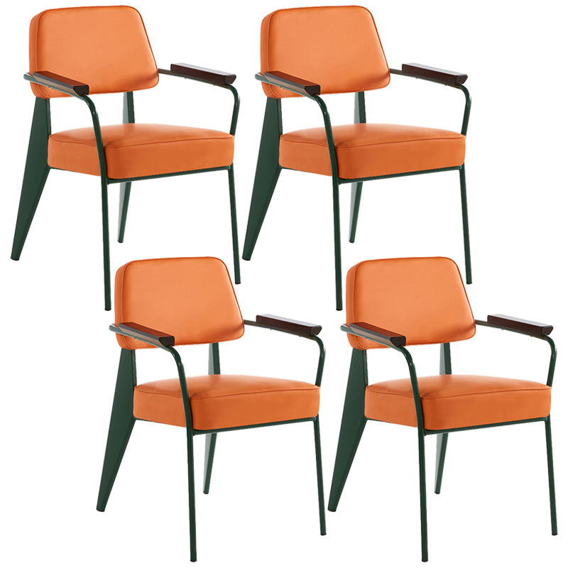 Open Back Dining Arm Chair Industrial Upholstered Armchairs with Metal Legs Orange Green Set of 4 Clearhalo ' kitchen&dining_furn' 'Dining Chairs' 'Dining Tables & Seating' 'dining_chair' 'Furniture' 'furniture_dining_chair' 'Kitchen & Dining Furniture' 'kitchen' 3741790