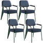 Open Back Dining Arm Chair Industrial Upholstered Armchairs with Metal Legs Blue Green Set of 4 Clearhalo ' kitchen&dining_furn' 'Dining Chairs' 'Dining Tables & Seating' 'dining_chair' 'Furniture' 'furniture_dining_chair' 'Kitchen & Dining Furniture' 'kitchen' 3741797