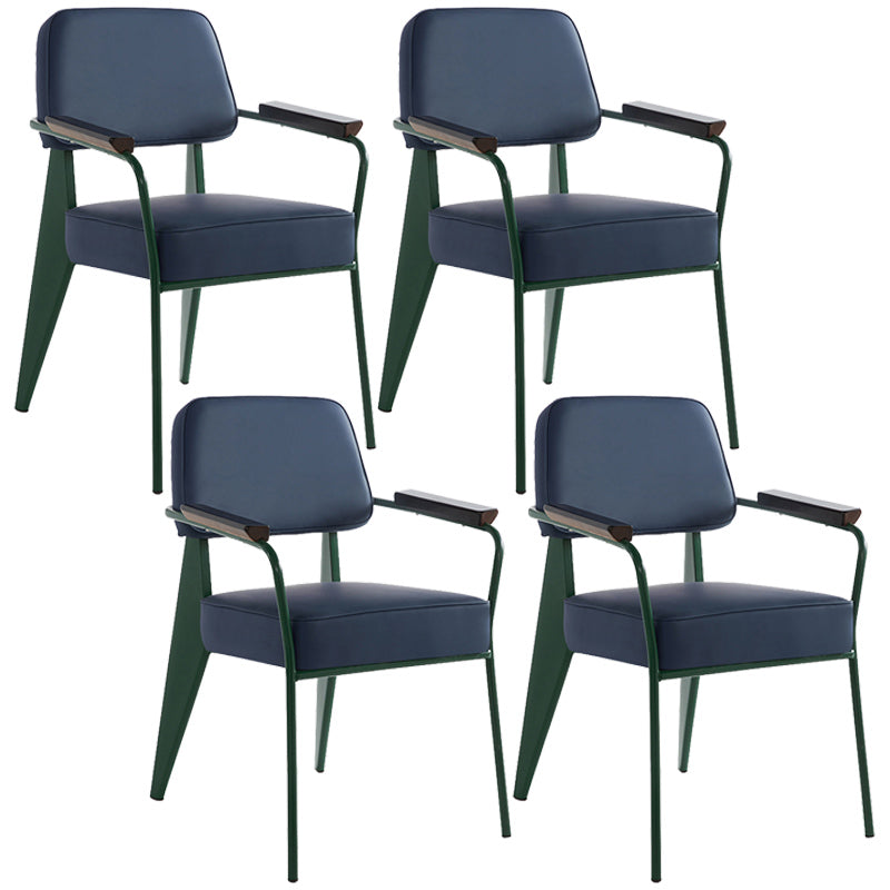 Open Back Dining Arm Chair Industrial Upholstered Armchairs with Metal Legs Blue Green Set of 4 Clearhalo ' kitchen&dining_furn' 'Dining Chairs' 'Dining Tables & Seating' 'dining_chair' 'Furniture' 'furniture_dining_chair' 'Kitchen & Dining Furniture' 'kitchen' 3741797