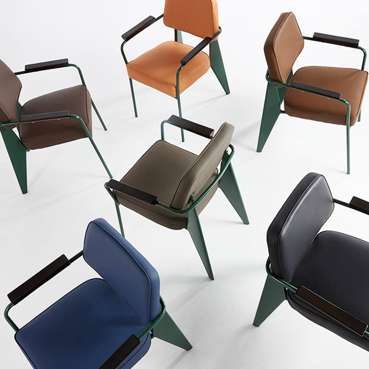 Open Back Dining Arm Chair Industrial Upholstered Armchairs with Metal Legs Clearhalo ' kitchen&dining_furn' 'Dining Chairs' 'Dining Tables & Seating' 'dining_chair' 'Furniture' 'furniture_dining_chair' 'Kitchen & Dining Furniture' 'kitchen' 3741798