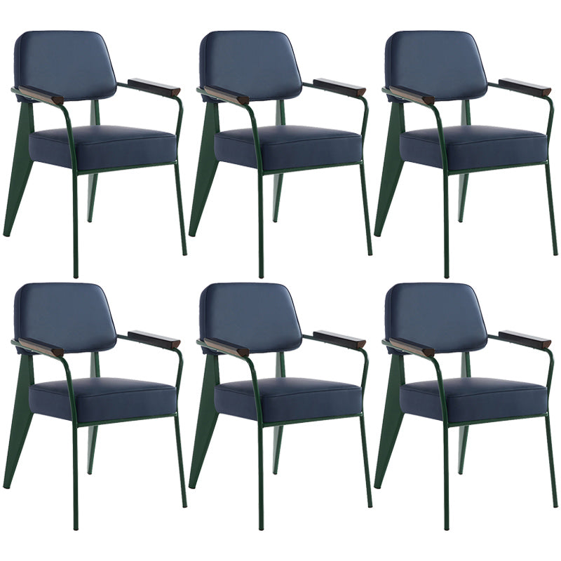 Open Back Dining Arm Chair Industrial Upholstered Armchairs with Metal Legs Blue Green Set of 6 Clearhalo ' kitchen&dining_furn' 'Dining Chairs' 'Dining Tables & Seating' 'dining_chair' 'Furniture' 'furniture_dining_chair' 'Kitchen & Dining Furniture' 'kitchen' 3741799