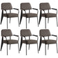 Open Back Dining Arm Chair Industrial Upholstered Armchairs with Metal Legs Grey Black Set of 6 Clearhalo ' kitchen&dining_furn' 'Dining Chairs' 'Dining Tables & Seating' 'dining_chair' 'Furniture' 'furniture_dining_chair' 'Kitchen & Dining Furniture' 'kitchen' 3741803