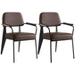 Open Back Dining Arm Chair Industrial Upholstered Armchairs with Metal Legs Dark Brown Black Set of 2 Clearhalo ' kitchen&dining_furn' 'Dining Chairs' 'Dining Tables & Seating' 'dining_chair' 'Furniture' 'furniture_dining_chair' 'Kitchen & Dining Furniture' 'kitchen' 3741804