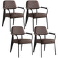 Open Back Dining Arm Chair Industrial Upholstered Armchairs with Metal Legs Dark Brown Black Set of 4 Clearhalo ' kitchen&dining_furn' 'Dining Chairs' 'Dining Tables & Seating' 'dining_chair' 'Furniture' 'furniture_dining_chair' 'Kitchen & Dining Furniture' 'kitchen' 3741805