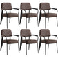 Open Back Dining Arm Chair Industrial Upholstered Armchairs with Metal Legs Dark Brown Black Set of 6 Clearhalo ' kitchen&dining_furn' 'Dining Chairs' 'Dining Tables & Seating' 'dining_chair' 'Furniture' 'furniture_dining_chair' 'Kitchen & Dining Furniture' 'kitchen' 3741806