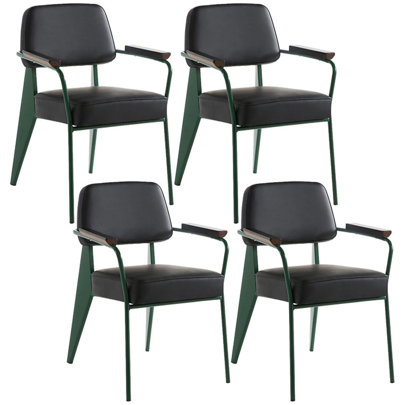 Open Back Dining Arm Chair Industrial Upholstered Armchairs with Metal Legs Black Green Set of 4 Clearhalo ' kitchen&dining_furn' 'Dining Chairs' 'Dining Tables & Seating' 'dining_chair' 'Furniture' 'furniture_dining_chair' 'Kitchen & Dining Furniture' 'kitchen' 3741808