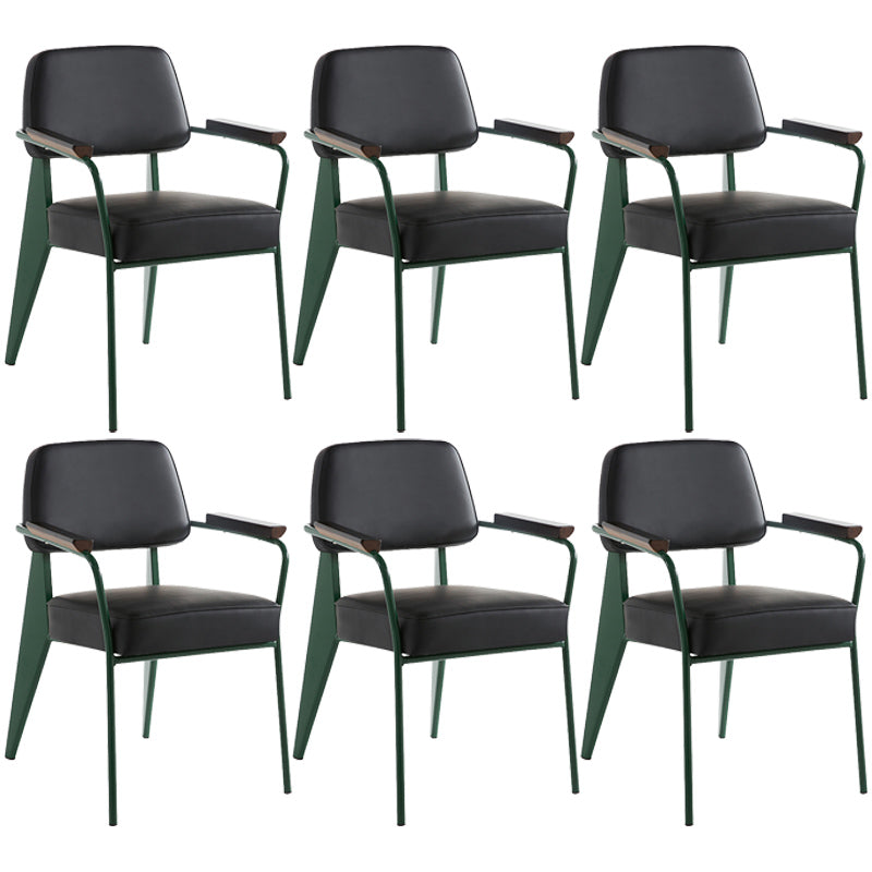 Open Back Dining Arm Chair Industrial Upholstered Armchairs with Metal Legs Black Green Set of 6 Clearhalo ' kitchen&dining_furn' 'Dining Chairs' 'Dining Tables & Seating' 'dining_chair' 'Furniture' 'furniture_dining_chair' 'Kitchen & Dining Furniture' 'kitchen' 3741809