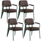 Open Back Dining Arm Chair Industrial Upholstered Armchairs with Metal Legs Dark Brown Green Set of 4 Clearhalo ' kitchen&dining_furn' 'Dining Chairs' 'Dining Tables & Seating' 'dining_chair' 'Furniture' 'furniture_dining_chair' 'Kitchen & Dining Furniture' 'kitchen' 3741811