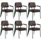 Open Back Dining Arm Chair Industrial Upholstered Armchairs with Metal Legs Dark Brown Green Set of 6 Clearhalo ' kitchen&dining_furn' 'Dining Chairs' 'Dining Tables & Seating' 'dining_chair' 'Furniture' 'furniture_dining_chair' 'Kitchen & Dining Furniture' 'kitchen' 3741812
