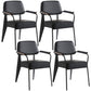 Open Back Dining Arm Chair Industrial Upholstered Armchairs with Metal Legs Black Black Set of 4 Clearhalo ' kitchen&dining_furn' 'Dining Chairs' 'Dining Tables & Seating' 'dining_chair' 'Furniture' 'furniture_dining_chair' 'Kitchen & Dining Furniture' 'kitchen' 3741814