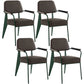 Open Back Dining Arm Chair Industrial Upholstered Armchairs with Metal Legs Grey Green Set of 4 Clearhalo ' kitchen&dining_furn' 'Dining Chairs' 'Dining Tables & Seating' 'dining_chair' 'Furniture' 'furniture_dining_chair' 'Kitchen & Dining Furniture' 'kitchen' 3741817