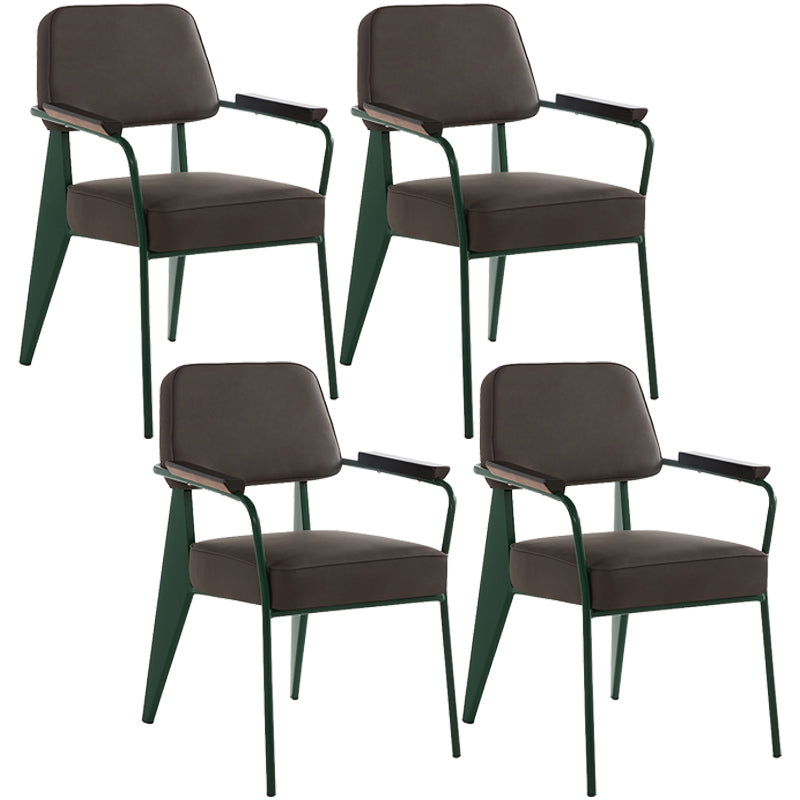 Open Back Dining Arm Chair Industrial Upholstered Armchairs with Metal Legs Grey Green Set of 4 Clearhalo ' kitchen&dining_furn' 'Dining Chairs' 'Dining Tables & Seating' 'dining_chair' 'Furniture' 'furniture_dining_chair' 'Kitchen & Dining Furniture' 'kitchen' 3741817
