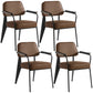 Open Back Dining Arm Chair Industrial Upholstered Armchairs with Metal Legs Coffee Black Set of 4 Clearhalo ' kitchen&dining_furn' 'Dining Chairs' 'Dining Tables & Seating' 'dining_chair' 'Furniture' 'furniture_dining_chair' 'Kitchen & Dining Furniture' 'kitchen' 3741820