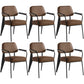 Open Back Dining Arm Chair Industrial Upholstered Armchairs with Metal Legs Coffee Black Set of 6 Clearhalo ' kitchen&dining_furn' 'Dining Chairs' 'Dining Tables & Seating' 'dining_chair' 'Furniture' 'furniture_dining_chair' 'Kitchen & Dining Furniture' 'kitchen' 3741821