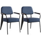Open Back Dining Arm Chair Industrial Upholstered Armchairs with Metal Legs Blue Black Set of 2 Clearhalo ' kitchen&dining_furn' 'Dining Chairs' 'Dining Tables & Seating' 'dining_chair' 'Furniture' 'furniture_dining_chair' 'Kitchen & Dining Furniture' 'kitchen' 3741822