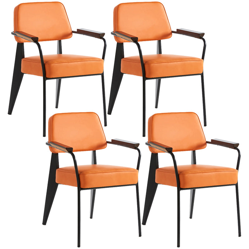 Open Back Dining Arm Chair Industrial Upholstered Armchairs with Metal Legs Orange Black Set of 4 Clearhalo ' kitchen&dining_furn' 'Dining Chairs' 'Dining Tables & Seating' 'dining_chair' 'Furniture' 'furniture_dining_chair' 'Kitchen & Dining Furniture' 'kitchen' 3741826