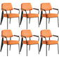 Open Back Dining Arm Chair Industrial Upholstered Armchairs with Metal Legs Orange Black Set of 6 Clearhalo ' kitchen&dining_furn' 'Dining Chairs' 'Dining Tables & Seating' 'dining_chair' 'Furniture' 'furniture_dining_chair' 'Kitchen & Dining Furniture' 'kitchen' 3741827