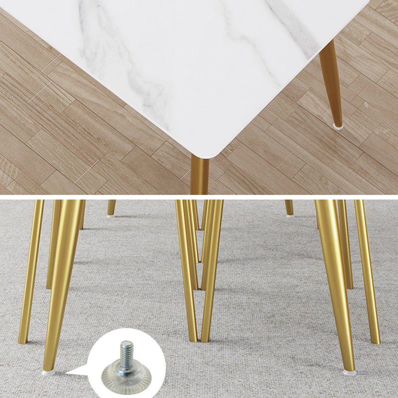 Modern Style White Rectangular Dining Set Kitchen Sintered Stone Dining Set with 4 Legs Table Clearhalo 'Dining Room Sets' 'Dining Tables & Seating' 'dining_room_set' 'furn' 'furn_dining_room_set' 'Furniture' 'furniture_dining_room_set' 'Kitchen & Dining Furniture' 'kitchen&dining_furn' 'kitchen' 3754780