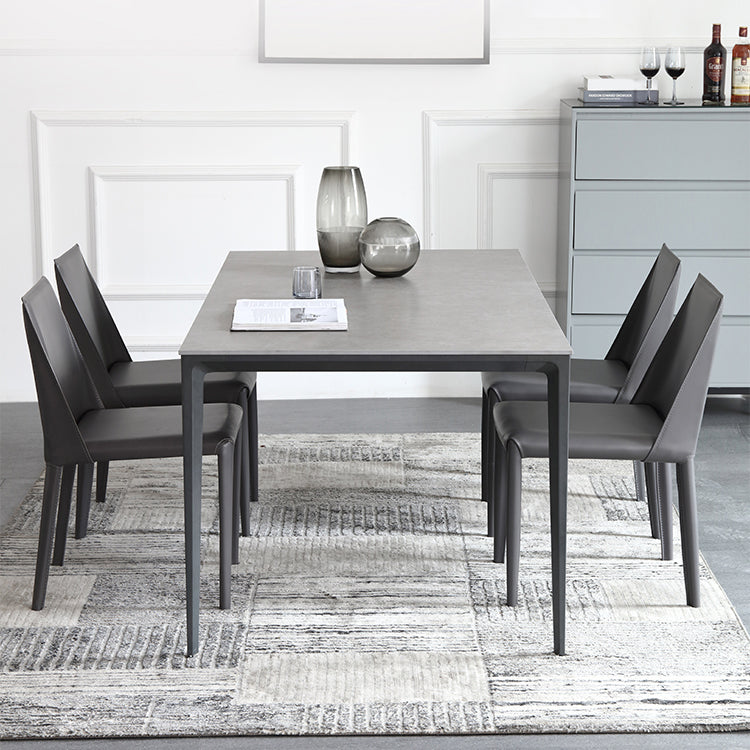 Modern Metal Frame Style Sintered Stone Rectangular Dining Table Set with 4 Legs Base Clearhalo 'Dining Room Sets' 'Dining Tables & Seating' 'dining_room_set' 'furn' 'furn_dining_room_set' 'Furniture' 'furniture_dining_room_set' 'Kitchen & Dining Furniture' 'kitchen&dining_furn' 'kitchen' 3754791