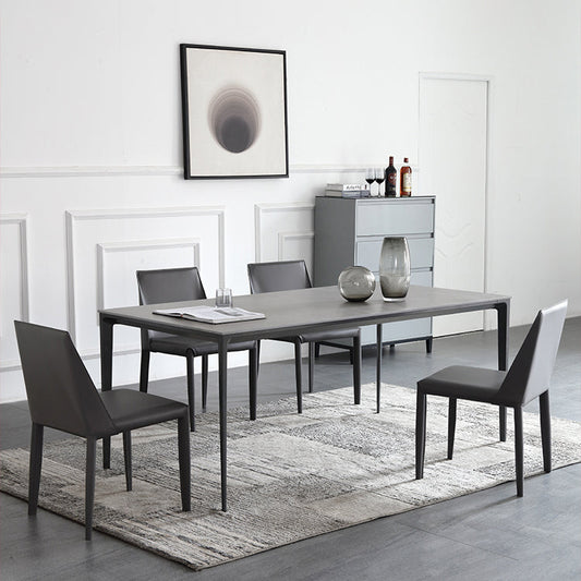 Modern Metal Frame Style Sintered Stone Rectangular Dining Table Set with 4 Legs Base Clearhalo 'Dining Room Sets' 'Dining Tables & Seating' 'dining_room_set' 'furn' 'furn_dining_room_set' 'Furniture' 'furniture_dining_room_set' 'Kitchen & Dining Furniture' 'kitchen&dining_furn' 'kitchen' 3754793