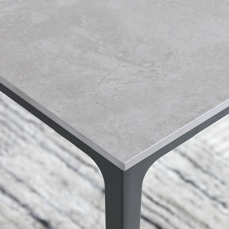 Modern Metal Frame Style Sintered Stone Rectangular Dining Table Set with 4 Legs Base Clearhalo 'Dining Room Sets' 'Dining Tables & Seating' 'dining_room_set' 'furn' 'furn_dining_room_set' 'Furniture' 'furniture_dining_room_set' 'Kitchen & Dining Furniture' 'kitchen&dining_furn' 'kitchen' 3754795