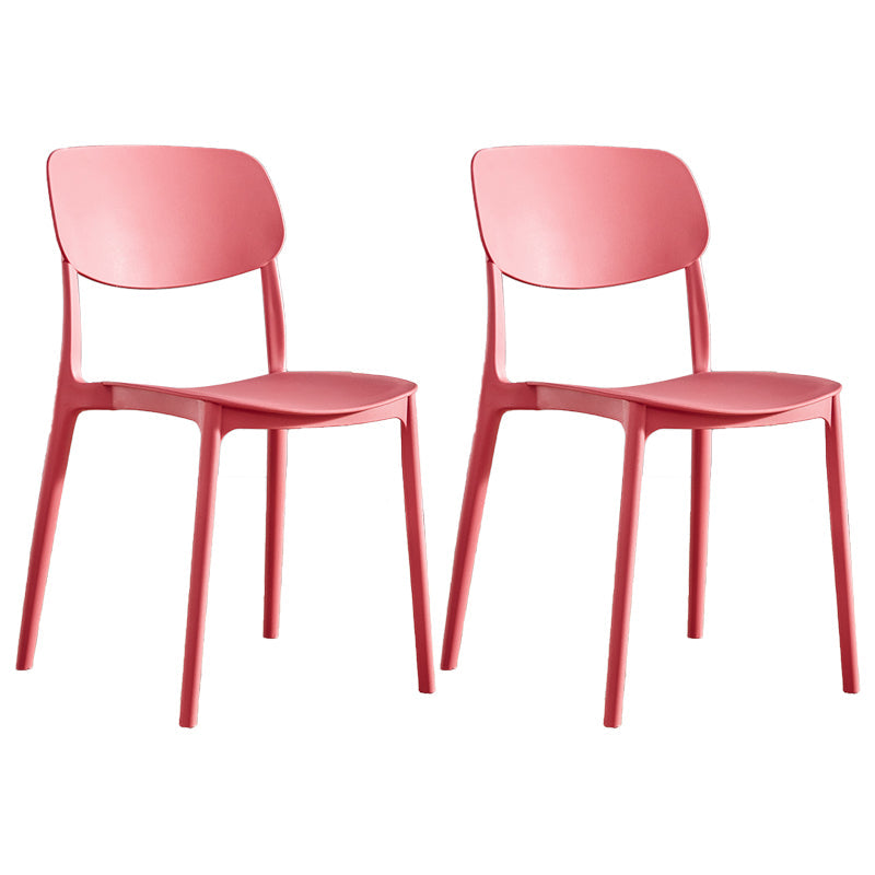 Contemporary Plastic Dining Chair Open Back Dining Side Chair for Kitchen Red 2 Piece Set Clearhalo ' kitchen&dining_furn' 'Dining Chairs' 'Dining Tables & Seating' 'dining_chair' 'furn' 'furn_dining_chair' 'Furniture' 'furniture_dining_chair' 'Kitchen & Dining Furniture' 'kitchen' 3754826