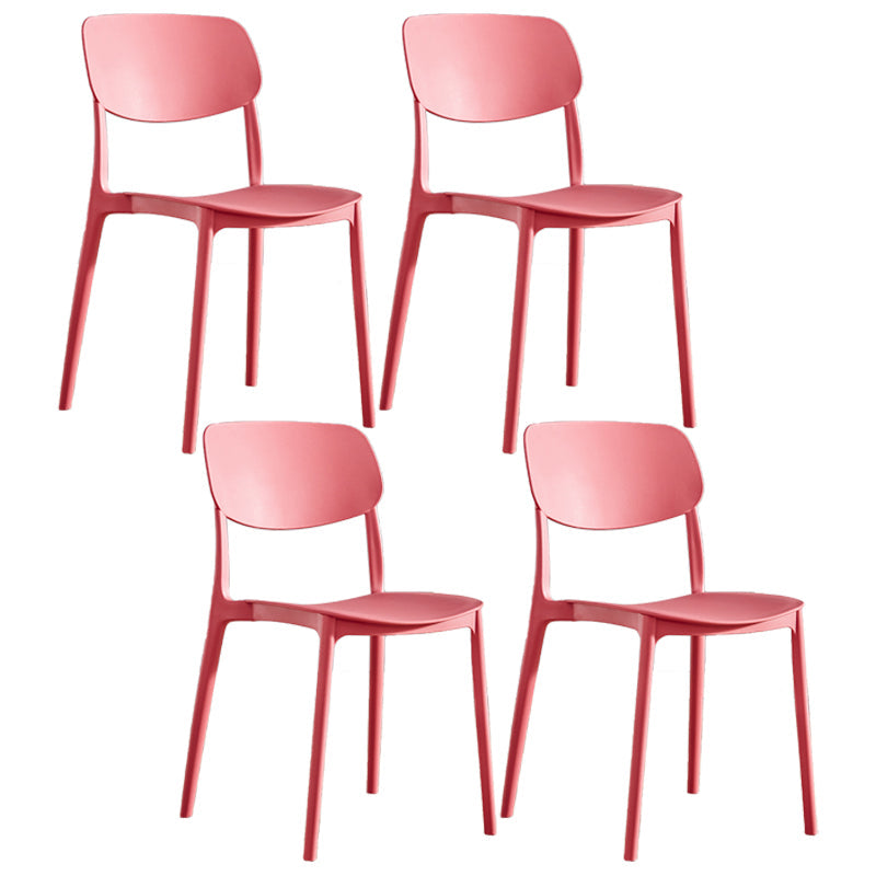 Contemporary Plastic Dining Chair Open Back Dining Side Chair for Kitchen Red 4 Piece Set Clearhalo ' kitchen&dining_furn' 'Dining Chairs' 'Dining Tables & Seating' 'dining_chair' 'furn' 'furn_dining_chair' 'Furniture' 'furniture_dining_chair' 'Kitchen & Dining Furniture' 'kitchen' 3754828