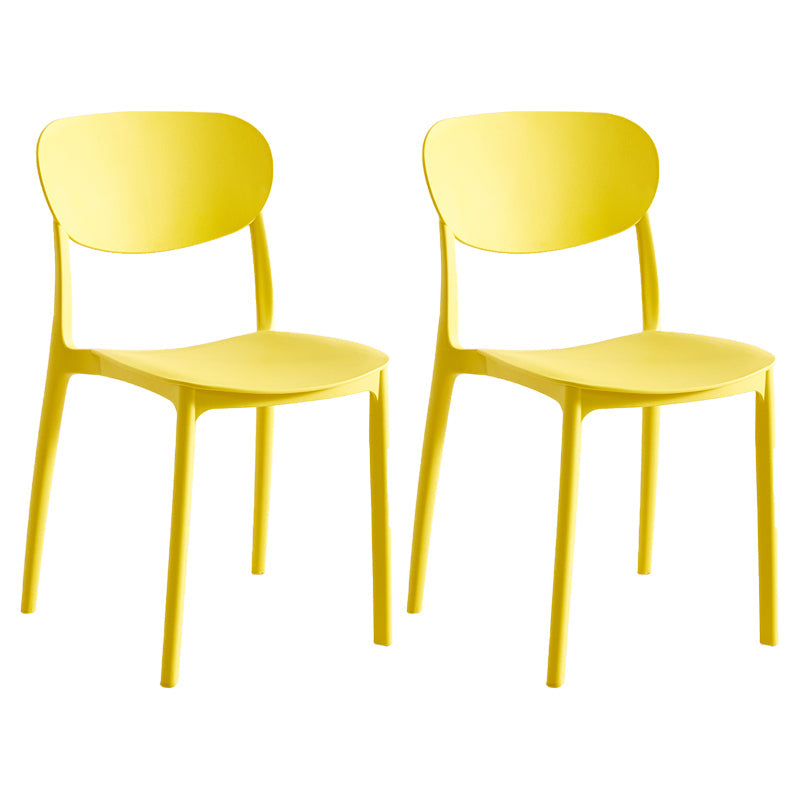 Contemporary Plastic Dining Chair Open Back Dining Side Chair for Kitchen Yellow 2 Piece Set Clearhalo ' kitchen&dining_furn' 'Dining Chairs' 'Dining Tables & Seating' 'dining_chair' 'furn' 'furn_dining_chair' 'Furniture' 'furniture_dining_chair' 'Kitchen & Dining Furniture' 'kitchen' 3754830