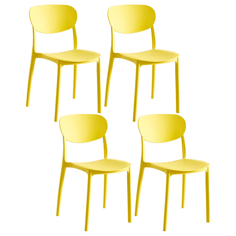 Contemporary Plastic Dining Chair Open Back Dining Side Chair for Kitchen Yellow 4 Piece Set Clearhalo ' kitchen&dining_furn' 'Dining Chairs' 'Dining Tables & Seating' 'dining_chair' 'furn' 'furn_dining_chair' 'Furniture' 'furniture_dining_chair' 'Kitchen & Dining Furniture' 'kitchen' 3754831