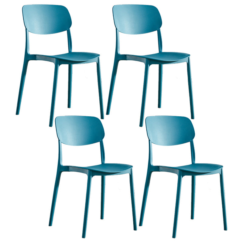 Contemporary Plastic Dining Chair Open Back Dining Side Chair for Kitchen Dark Blue 4 Piece Set Clearhalo ' kitchen&dining_furn' 'Dining Chairs' 'Dining Tables & Seating' 'dining_chair' 'furn' 'furn_dining_chair' 'Furniture' 'furniture_dining_chair' 'Kitchen & Dining Furniture' 'kitchen' 3754843