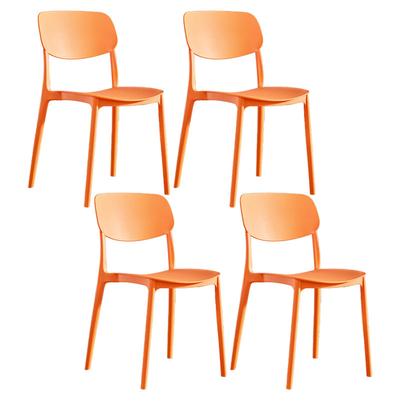Contemporary Plastic Dining Chair Open Back Dining Side Chair for Kitchen Orange 4 Piece Set Clearhalo ' kitchen&dining_furn' 'Dining Chairs' 'Dining Tables & Seating' 'dining_chair' 'furn' 'furn_dining_chair' 'Furniture' 'furniture_dining_chair' 'Kitchen & Dining Furniture' 'kitchen' 3754846